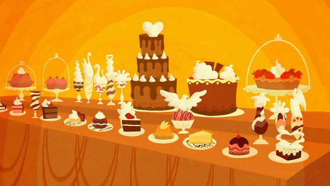 Обои картинки фото рисованное, еда, торт, сладости
