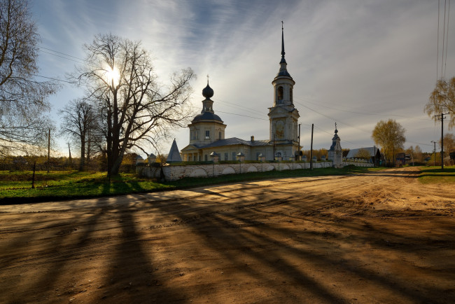 Обои картинки фото города, - православные церкви,  монастыри, дорога, храм, дома, кострома, костромская, губерния