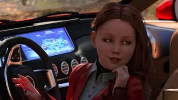 Картинка 3д+графика люди-авто мото+ people-+car+ +moto девушка взгляд фон автомобиль