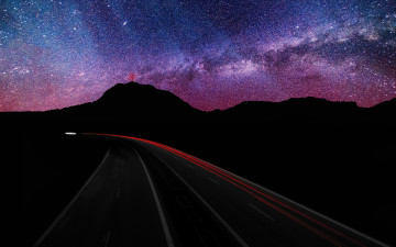 Картинка природа дороги горы звезды небо шоссе трасса дорога