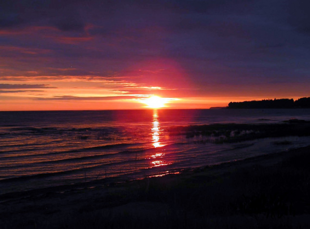 Обои картинки фото природа, восходы, закаты, солнце, небо, берег, море