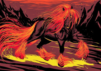 Картинка фэнтези существа конь горы