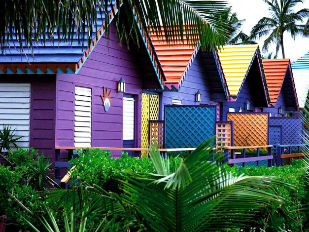 Обои картинки фото colorful, houses, bahamas, города, здания, дома