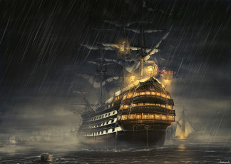 Картинка корабли рисованные фрегат