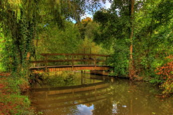 Картинка германия гессен хунген природа парк река мостик