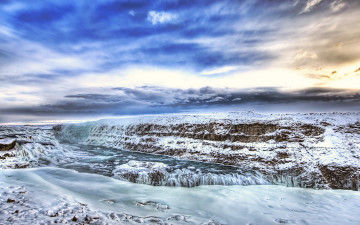 Картинка природа зима горы река лед