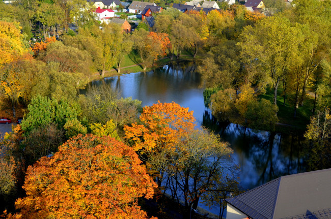 Обои картинки фото литва, клайпедский, уезд, кретинга, природа, реки, озера, осень, деревья, река