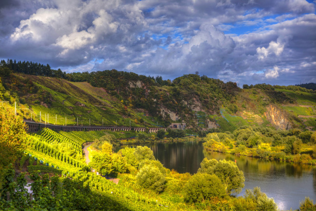 Обои картинки фото германия, пюндерих, природа, реки, озера, мост, река