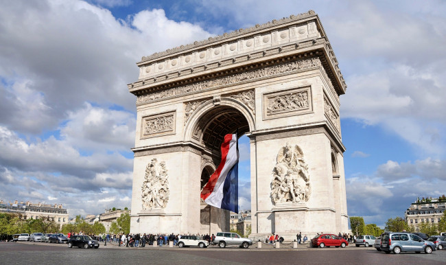 Обои картинки фото триумфальная, арка, париж, города, франция, город, площадь