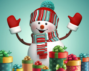 Картинка праздничные 3д+графика+ новый+год snowman 3d cute merry christmas new year winter снеговик новый год рождество