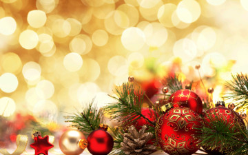 обоя праздничные, шары, christmas, merry, украшения, новый, год, рождество, bokeh, decoration