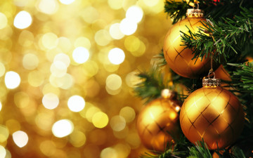 Картинка праздничные шары decoration christmas рождество golden balls новый год merry елка украшения