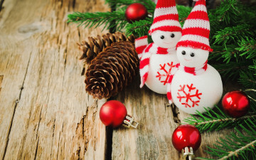 обоя праздничные, снеговики, decoration, christmas, merry, игрушки, украшения, новый, год, рождество