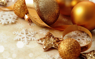 Картинка праздничные украшения christmas merry новый год рождество golden balls decoration шары