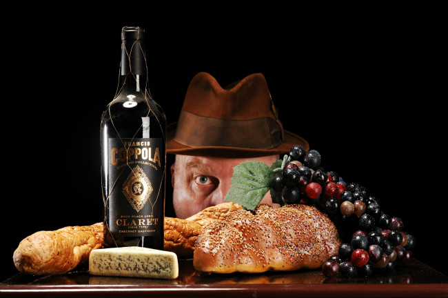 Обои картинки фото бренды, бренды напитков , разное, хлеб, сыр, виноград, кларет, шляпа