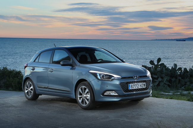 Обои картинки фото автомобили, hyundai, синий, 2014г, ib, i20