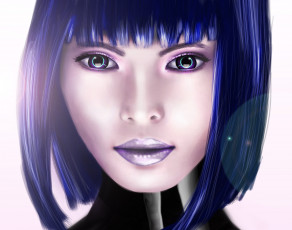 Картинка фэнтези девушки стрижка глаза волосы взгляд киберпанк девушка киборг арт