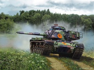 Картинка рисованное армия лес поле танк