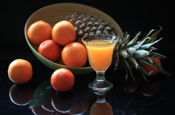 Картинка еда напитки +сок натюрморт апельсин сок ананас бокал