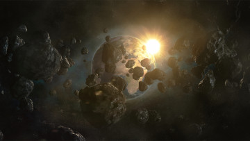 Картинка космос арт метеориты вселенная планета