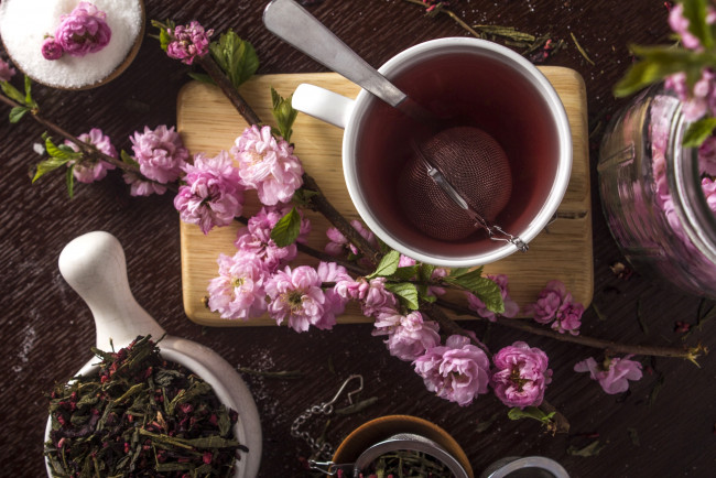 Обои картинки фото еда, напитки,  Чай, чай, чашка, сакура