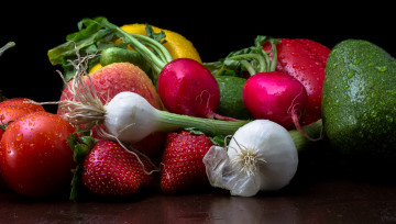обоя еда, фрукты и овощи вместе, урожай