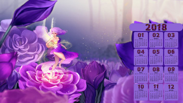 Картинка календари фэнтези 2018 девушка цветы фея крылья