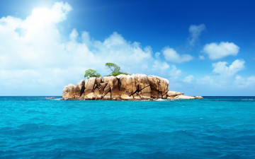 Картинка природа моря океаны тропики камни пейзаж голубая вода деревья море