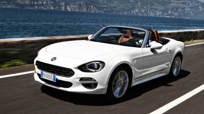 Обои картинки фото fiat 124 spider white 2017, автомобили, fiat, 2017, white, 124, spider