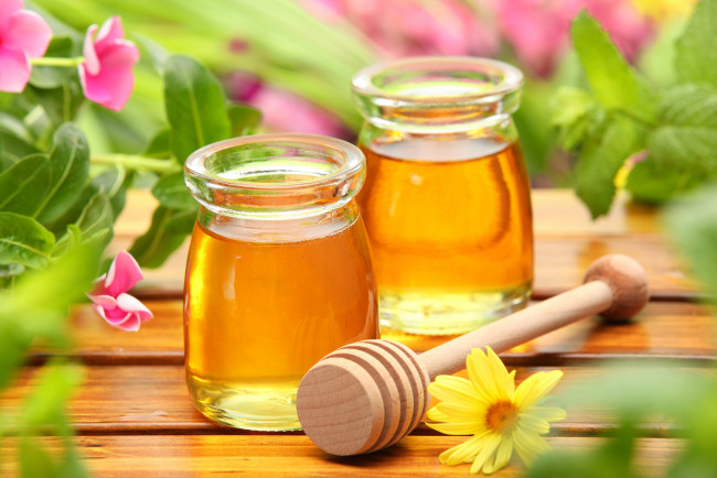 Обои картинки фото еда, мёд,  варенье,  повидло,  джем, цветы, банки, мед, пчеловодство, цветок