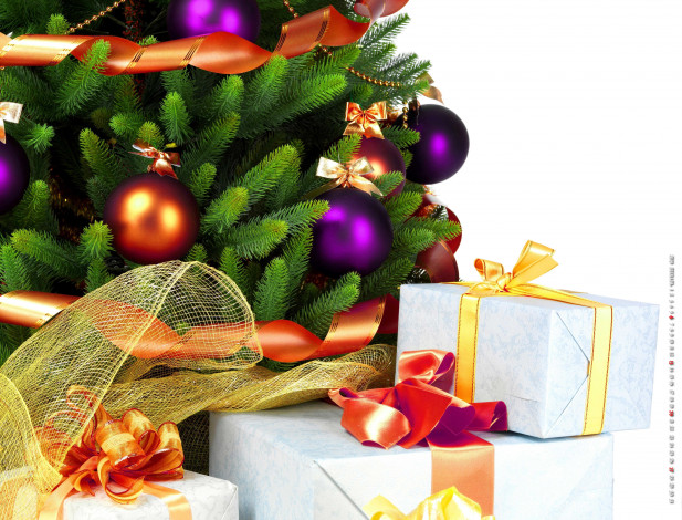 Обои картинки фото календари, праздники,  салюты, шар, подарок, коробка, игрушка, елка