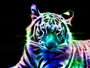Картинка 3д+графика животные+ animals тигр