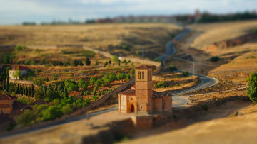 Картинка города -+католические+соборы +костелы +аббатства tilt shift segovia spain cеговия испания башня цифровое искусство здание