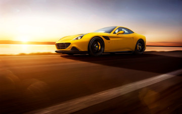 Картинка ferrari+california автомобили ferrari желтый дорога скорость река