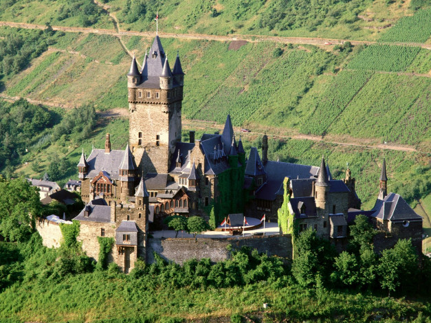 Обои картинки фото reichsburg, castle, mosel, valley, germany, города