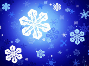 обоя снежинки, на, синем, фоне, праздничные, звёздочки