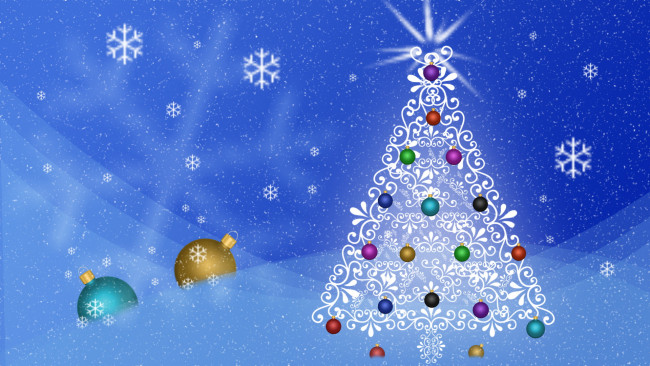 Обои картинки фото праздничные, векторная, графика, новый, год, шарики, снежинки