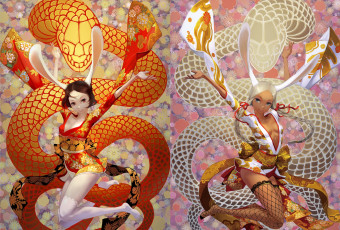 Картинка by takayama toshiaki аниме animals змеи девушки зайчики