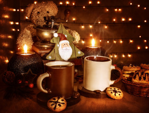 Картинка праздничные угощения новый год угощение кофе печенье свеча