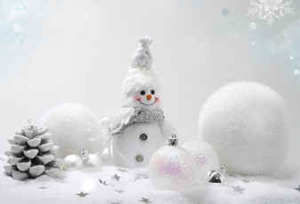обоя праздничные, снеговики, снеговик, шарики, шишка