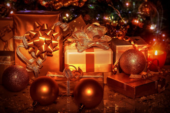 Картинка праздничные -+разное+ новый+год подарки коробочки шарики свеча