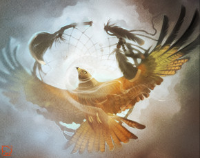 Картинка gaudibuendia рисованное животные +птицы +орлы птица хищник перья крылья сеть