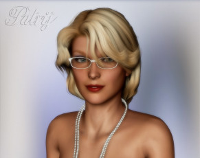 Картинка 3д+графика портрет+ portraits девушка взгляд фон блондинка