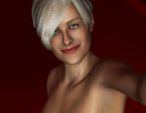 Картинка 3д+графика портрет+ portraits девушка взгляд фон блондинка улыбка