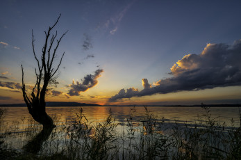 Картинка природа восходы закаты озеро вечер