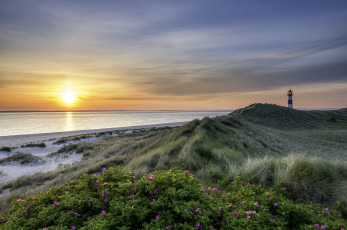 Картинка природа восходы закаты солнце маяк побережье океан