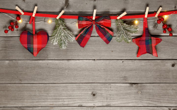 обоя праздничные, украшения, прищепки, звезда, сердечко, новый, год, merry, christmas, бант, рождество, wood, decoration