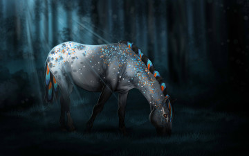Картинка рисованное животные +лошади лошадь