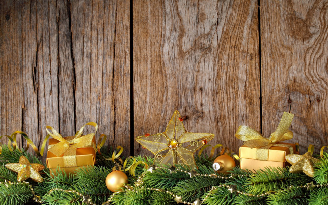 Обои картинки фото праздничные, украшения, новый, год, рождество, подарок, ветки, звезда, елка, wood, decoration, christmas, merry