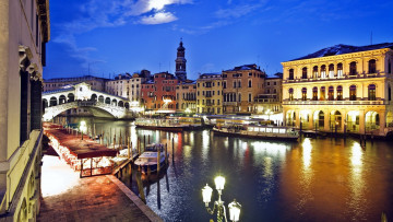 Картинка города венеция+ италия rialto bridge the grand canal